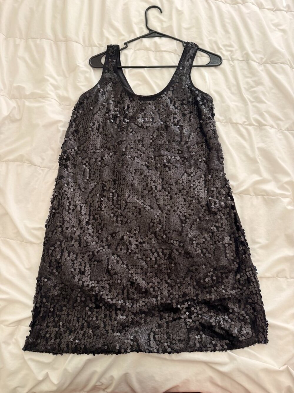 Worthington Black Sequin Sleeveless Shift Dress Petite Large PL